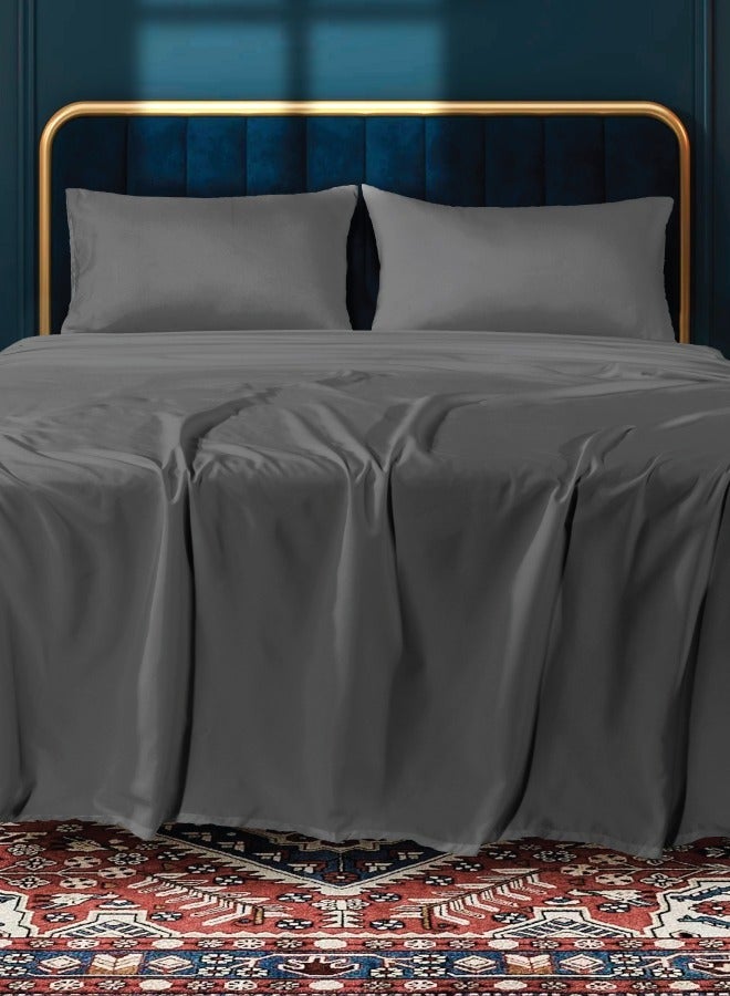 القيلولة زين طقم سرير كينج من سييستا زين – 1 ملاءة مطاطية، 1 ملاءة مسطحة، 1 غطاء لحاف و أغطية وسائد | ناعم للغاية، متين ومريح | لون رمادي أنيق | جودة فندقية - Image 2