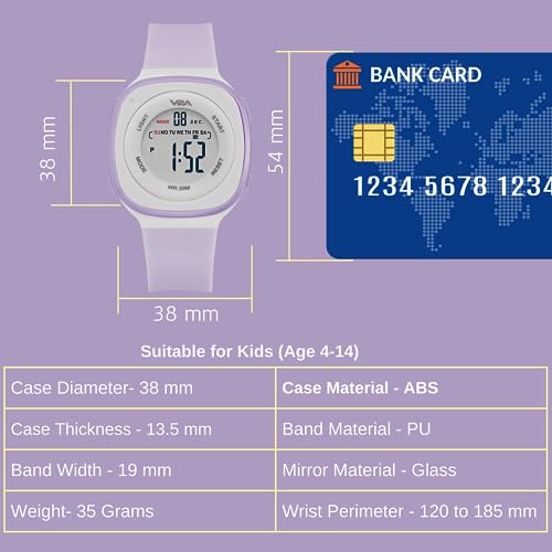 V2A Square Dial Digital Watch for Girls – Kids Between 4 to 14 Years of Age Multi-Functional 30 M Waterproof Digital Sports Watches for Girls | Gild Watch for Age 4 5 6 7 8 9 (Blue) - Image 4