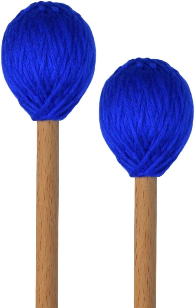 Yolyoo Medium Hard Yarn Head Keyboard Marimba Mallets with Maple Handles,Pack of 2 Blue (Blue) - Image 1