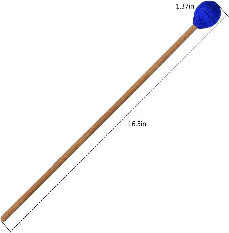 Yolyoo Medium Hard Yarn Head Keyboard Marimba Mallets with Maple Handles,Pack of 2 Blue (Blue) - Image 2