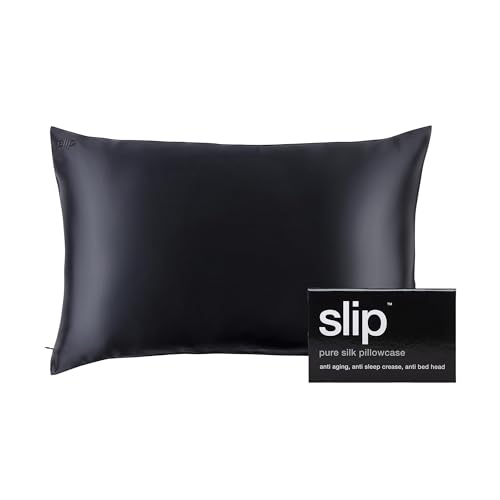 slip The Original Queen Pure Silk Pillow Case  100 Pure 22 Momme Mulberry Silk  Queen Size Standard Pillow Case  AntiAging AntiBedHead AntiSleep Crease Black 20 x 30