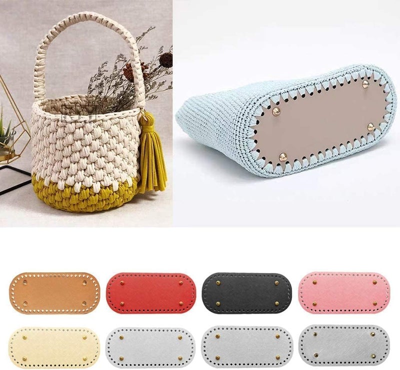 Hand-woven PU Leather Bag Bottom, Leather DIY Bags Bottom Mat Pad Insert Base for Purse Making, 8 Colors Set - Image 2