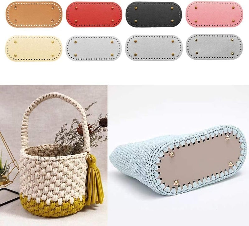Hand-woven PU Leather Bag Bottom, Leather DIY Bags Bottom Mat Pad Insert Base for Purse Making, 8 Colors Set - Image 5