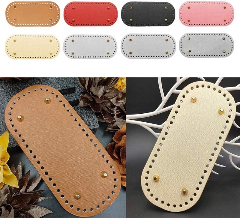 Hand-woven PU Leather Bag Bottom, Leather DIY Bags Bottom Mat Pad Insert Base for Purse Making, 8 Colors Set - Image 3