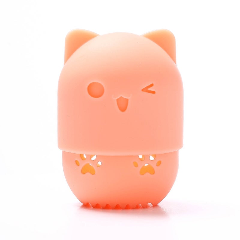 Portable Beauty Egg Protective Cover Travel Meow Powder Puff Dust With Lid Sponge Egg Silicone Storage Box Rack - Image 1