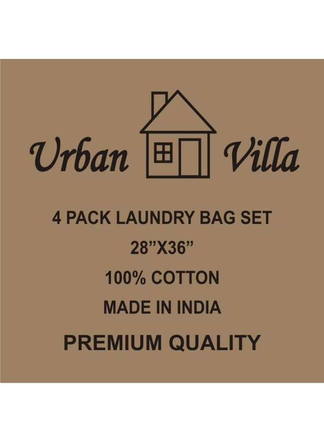 - 4 Pack Extra Large Canvas Heavy Duty Laundry Bags Natural Cotton -Multi Use- Size -28 X 36  - Image 4