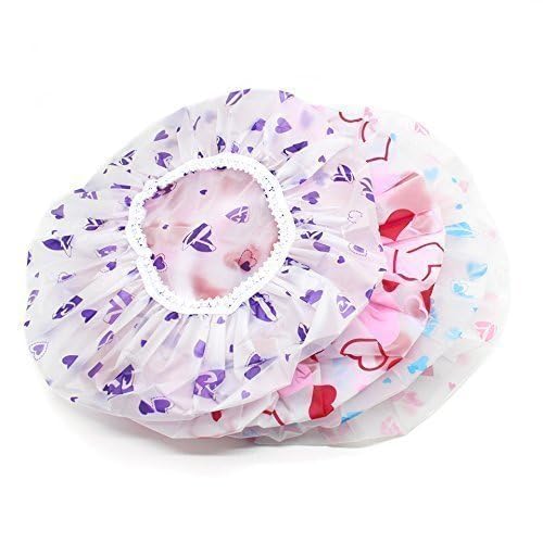 Reusable Printed Bathing Shower Cap With Elastic Band For Home Beauty Parlours For Both Men And Women Bathing Accessory - Multicolor (Pack of 3) - Image 1