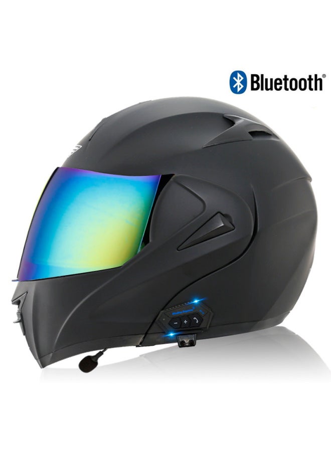 Men's Open-Face Bluetooth Helmet for Motorcycle, 3C Certified, Sub-Black with Colorful Mirror Visor