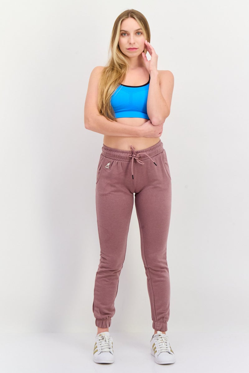 KANGOL سروال رياضي نسائي مزين للتنزه، وردي قديم - Image 4