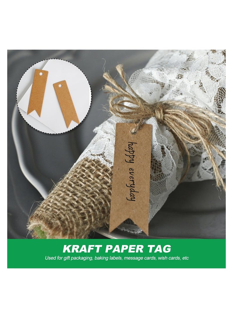 KASTWAVE بطاقات هدايا من ورق كرافت مع خيوط جوت طبيعية بطول 20م، 200 قطعة بطاقات هدايا صغيرة فارغة، بطاقات سعر، ملصقات مستطيلة بنية للأكياس والهدايا والحرف (7x2 سم) - Image 4