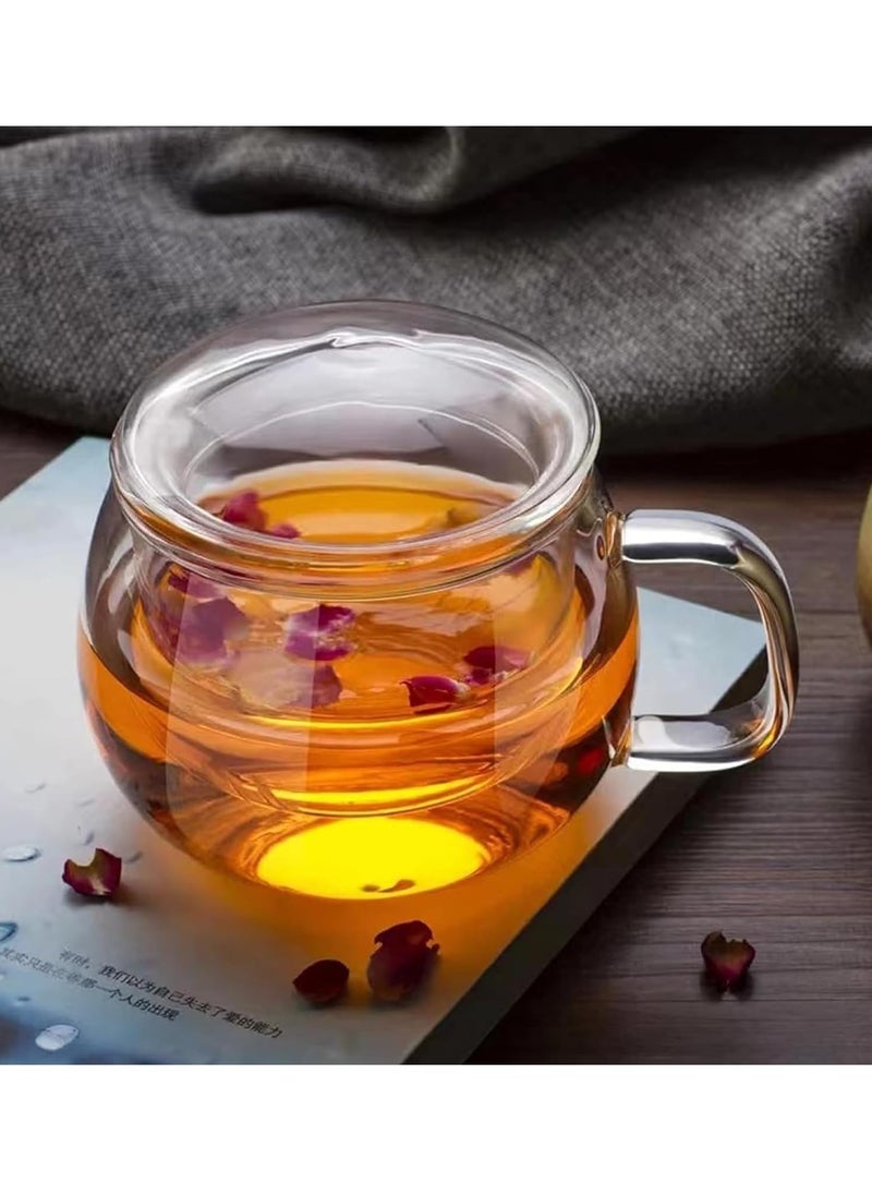 Glass Tea Mug with Infuser and Lid, Durable Tea Cup for Loose Leaf Tea, 400ml (13.5 Oz)