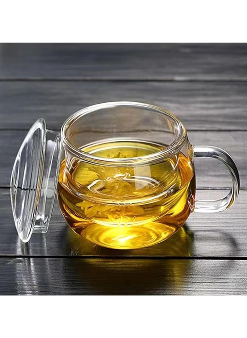 Glass Tea Mug with Infuser and Lid, Durable Tea Cup for Loose Leaf Tea, 400ml (13.5 Oz)
