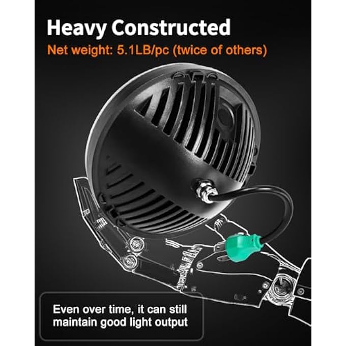 UNI-SHINE 2 Pcs 7 Inch Led Headlight Round Reflector Dot Approved 7 Headlight HiLo Beam H6024 Led Headlight Compatible With Jeep Wrangler Tj Jk Cj Compatible With Chevy Compatible With Miata - Image 4