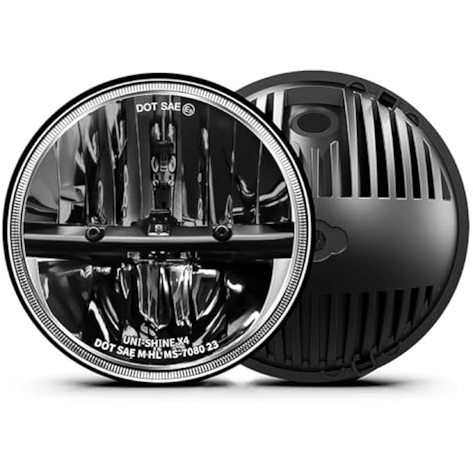 UNI-SHINE 2 Pcs 7 Inch Led Headlight Round Reflector Dot Approved 7 Headlight HiLo Beam H6024 Led Headlight Compatible With Jeep Wrangler Tj Jk Cj Compatible With Chevy Compatible With Miata - Image 2