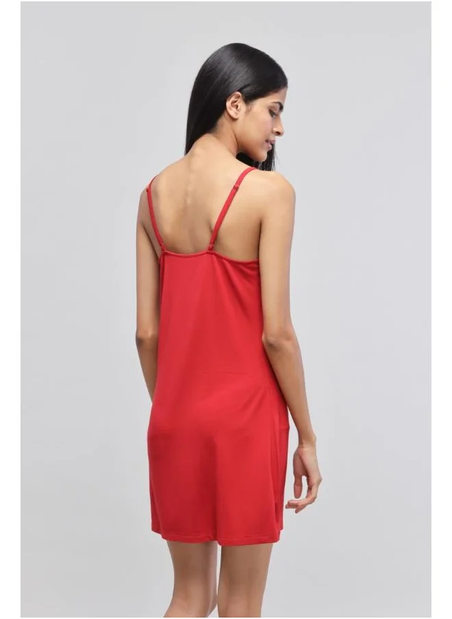 نسيسيرا Cherry Red Lace Short Dress