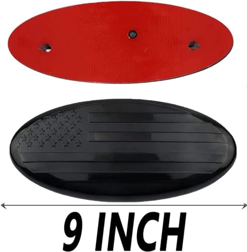 LINOAH 9 Inch Front Grill Rear Tailgate Emblem for 04-14 F150, 11-14 Edge, 11-16 Explorer, 06-11 Ranger, 07-14 Expedition, 9"X3.5" for Ford, Pack of 2, Black American Flag - Image 4