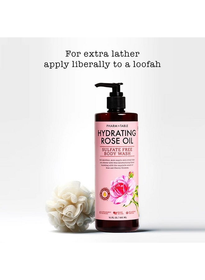 PHARM TO TABLE Hydrating Rose Oil Body Wash for Women and Men - Hydrates and Brightens the Skin, Sulfate Free, 100% Cruelty Free, 480ml - Image 2