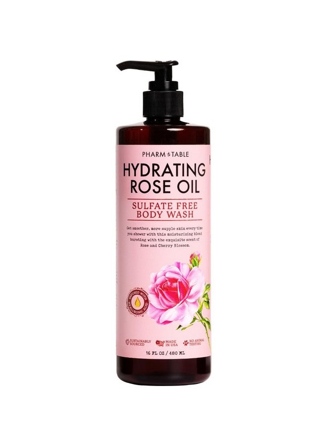 PHARM TO TABLE Hydrating Rose Oil Body Wash for Women and Men - Hydrates and Brightens the Skin, Sulfate Free, 100% Cruelty Free, 480ml - Image 1