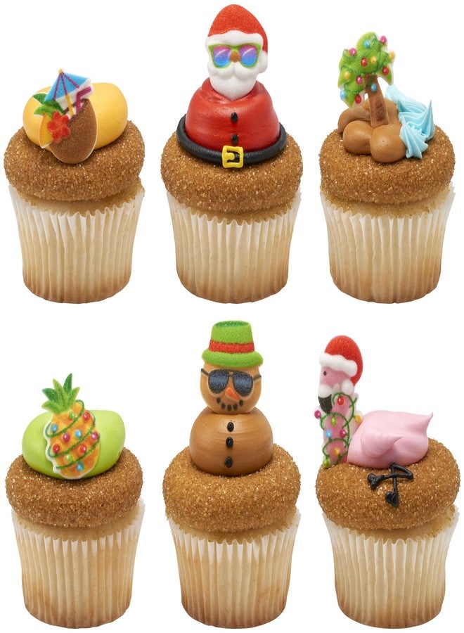 ديكوباك مجموعة زينة كعكة السكر لعيد الميلاد الاستوائي من Sugar Dec-Ons®، زينة كب كيك جاهزة للاستخدام وقابلة للأكل، 108 قطعة زينة بأشكال مختلفة - Image 3