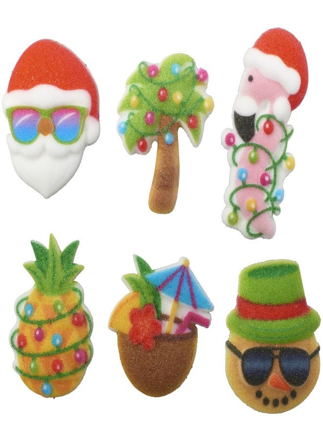 ديكوباك مجموعة زينة كعكة السكر لعيد الميلاد الاستوائي من Sugar Dec-Ons®، زينة كب كيك جاهزة للاستخدام وقابلة للأكل، 108 قطعة زينة بأشكال مختلفة - Image 1