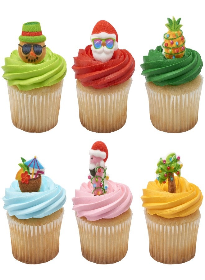 ديكوباك مجموعة زينة كعكة السكر لعيد الميلاد الاستوائي من Sugar Dec-Ons®، زينة كب كيك جاهزة للاستخدام وقابلة للأكل، 108 قطعة زينة بأشكال مختلفة - Image 4
