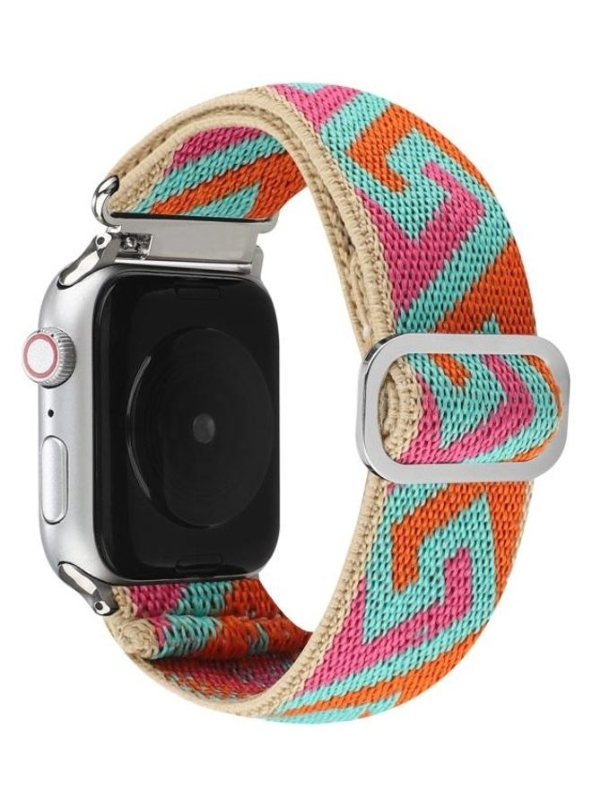 HuHa Metal Japanese Buckle Elastic Nylon Replacement Watchbands For Apple Watch Series 7/6/SE/5/4/3/2/1 45/44/42mm Multicolour - Image 2