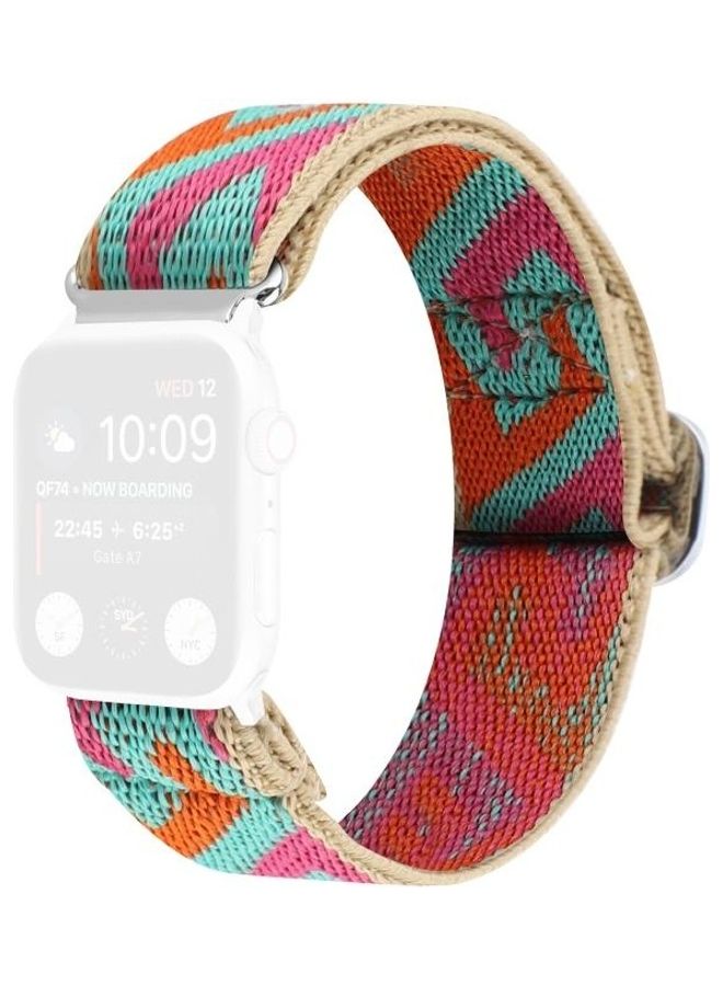 HuHa Metal Japanese Buckle Elastic Nylon Replacement Watchbands For Apple Watch Series 7/6/SE/5/4/3/2/1 45/44/42mm Multicolour - Image 1