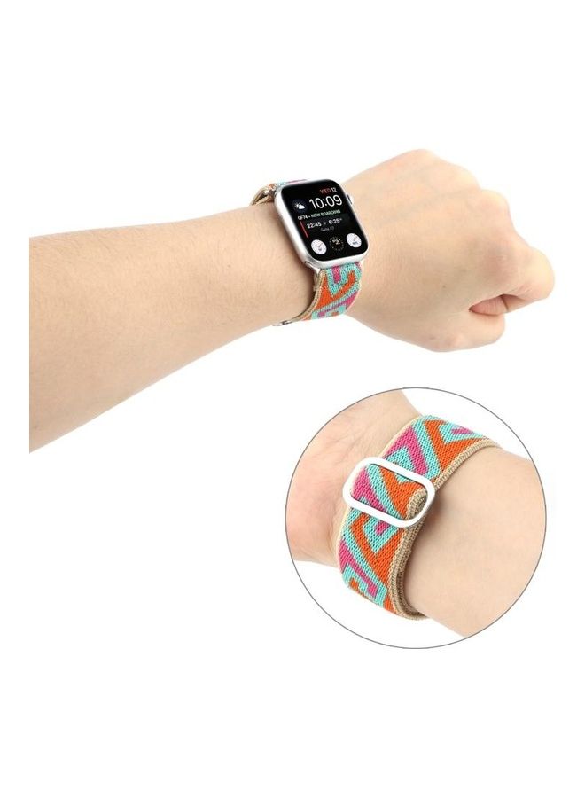 HuHa Metal Japanese Buckle Elastic Nylon Replacement Watchbands For Apple Watch Series 7/6/SE/5/4/3/2/1 45/44/42mm Multicolour - Image 3