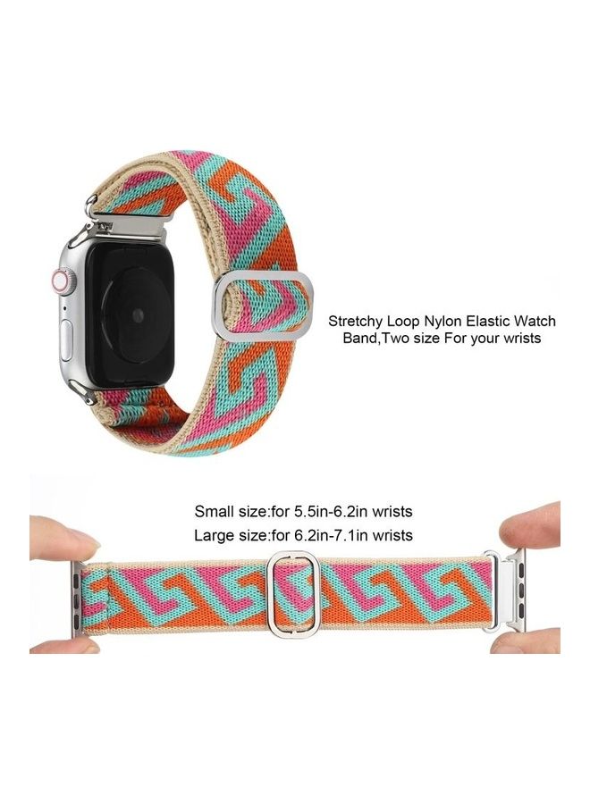 HuHa Metal Japanese Buckle Elastic Nylon Replacement Watchbands For Apple Watch Series 7/6/SE/5/4/3/2/1 45/44/42mm Multicolour - Image 4