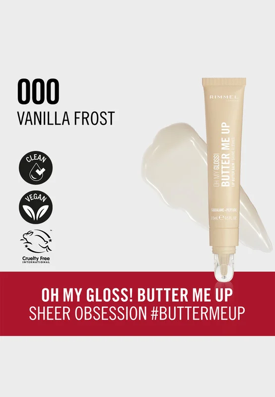 RIMMEL LONDON Oh My Gloss Butter Me Up Lip Butter Balm - 000 - Vanilla Frost, 15ml