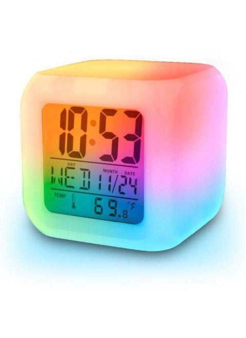 TOPHAVEN 7 Colour Changing LED Digital Alarm Clock with Date Time Temperature for Office Bedroom