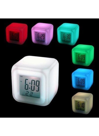 TOPHAVEN - TOPHAVEN 7 Colour Changing LED Digital Alarm Clock with Date Time Temperature for Office Bedroom - Image 1