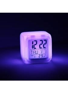 TOPHAVEN - TOPHAVEN 7 Colour Changing LED Digital Alarm Clock with Date Time Temperature for Office Bedroom - Image 1