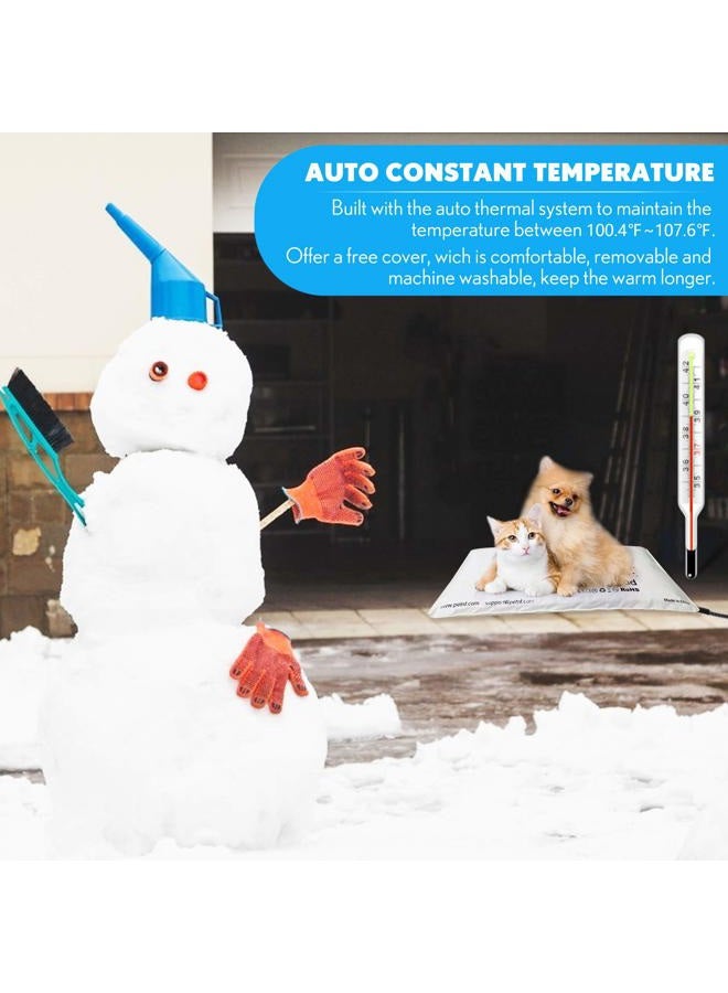 Petnf Outdoor Heated Pet Bed for Dog and Cat, Soft Electric Blanket with Auto Temperature Control, Heating Mat for Dog House, Crate, or Doorway, Gray, 19.7'' x 15.7'' - Image 4