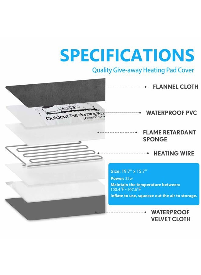 Petnf Outdoor Heated Pet Bed for Dog and Cat, Soft Electric Blanket with Auto Temperature Control, Heating Mat for Dog House, Crate, or Doorway, Gray, 19.7'' x 15.7'' - Image 3