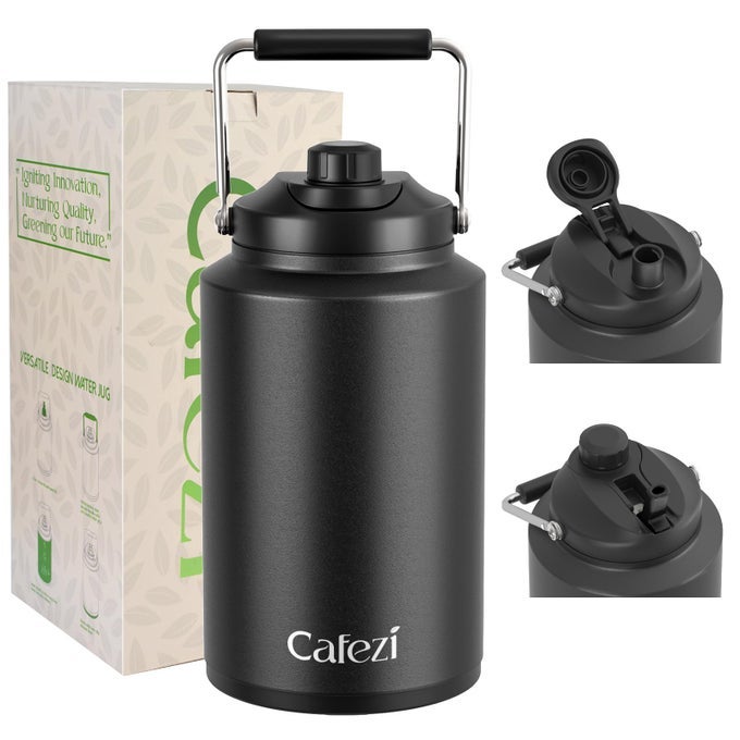 1 GALLON WATER JUG 2IN1 LID FLIP STRAW SPOUT VACUUM INSULATED STAINLESS STEEL SPORTS WATER BOTTLE FOR COLD HOT DRINKS LEAK PROOF SUITABLE FOR SPORTS TRAVEL OUTDOOR WORK CAMPING