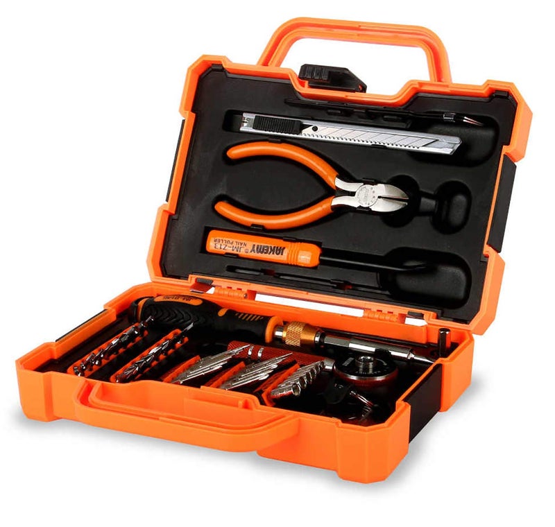 Jakemy 47 In 1 Professional CR-V Screwdriver Household Maintenance and Disassembly Tool Kit Set with Sturdy ABS Plastic Box (Black and Orange) - Image 1
