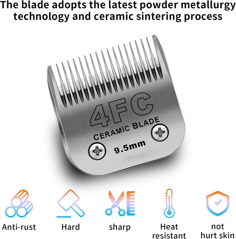 DODAER 4FC Dog Grooming Ceramic Blades,Compatible with Andis,Oster A5,Wahl KM10 | Size 4FC Detachable Blade 3/8-Inch 9.5MM Cut Length,3 Pack - Image 2