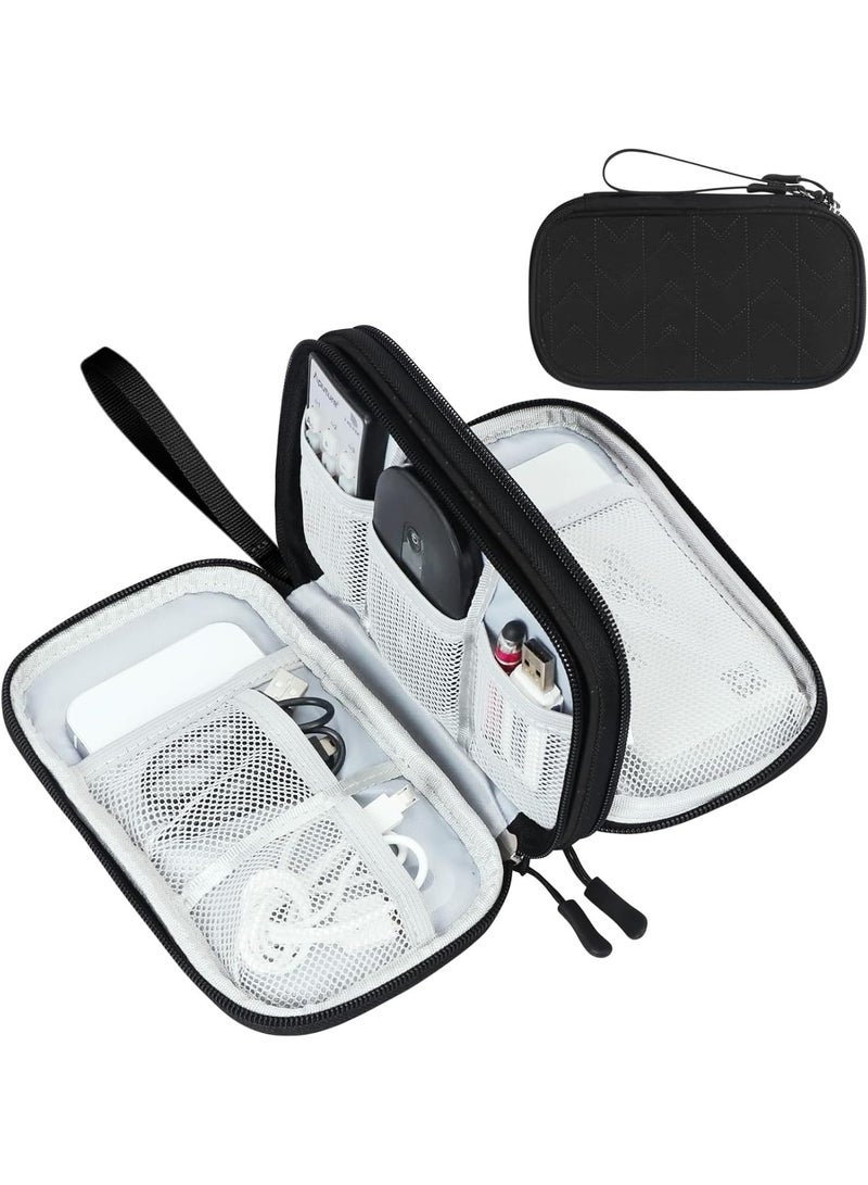 Portable multifunctional double-layer technology equipment storage bag, travel storage bag, can hold cables, power banks, chargers, and small gadgets - Image 1