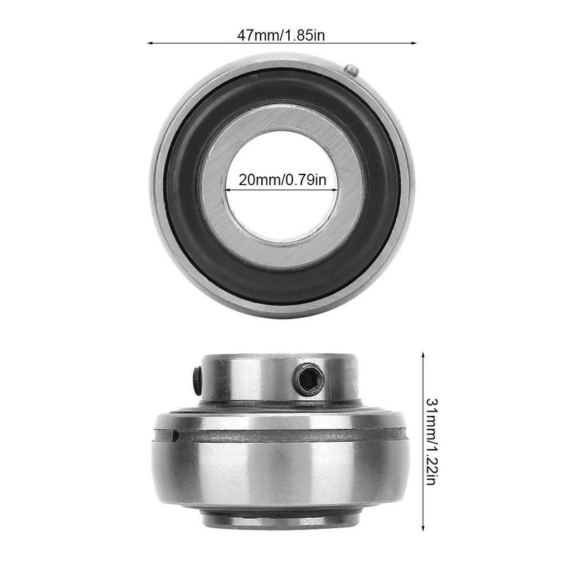 UC204 20x47x31mm Stainless Steel Insert Bearing 2Pcs for Machinery Lubrication Equipment High Hardness Compact Design - Image 4