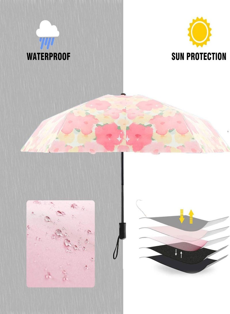 SYOSI Folding Umbrella, Manual Travel Umbrella with Bracelet Ring, UV Protection Sun 99%, Ultra-light Folding Sunshade Umbrella with Black Anti-UV Coating Women's Sun and Rain dual-use Folding umbrella  - Image 2