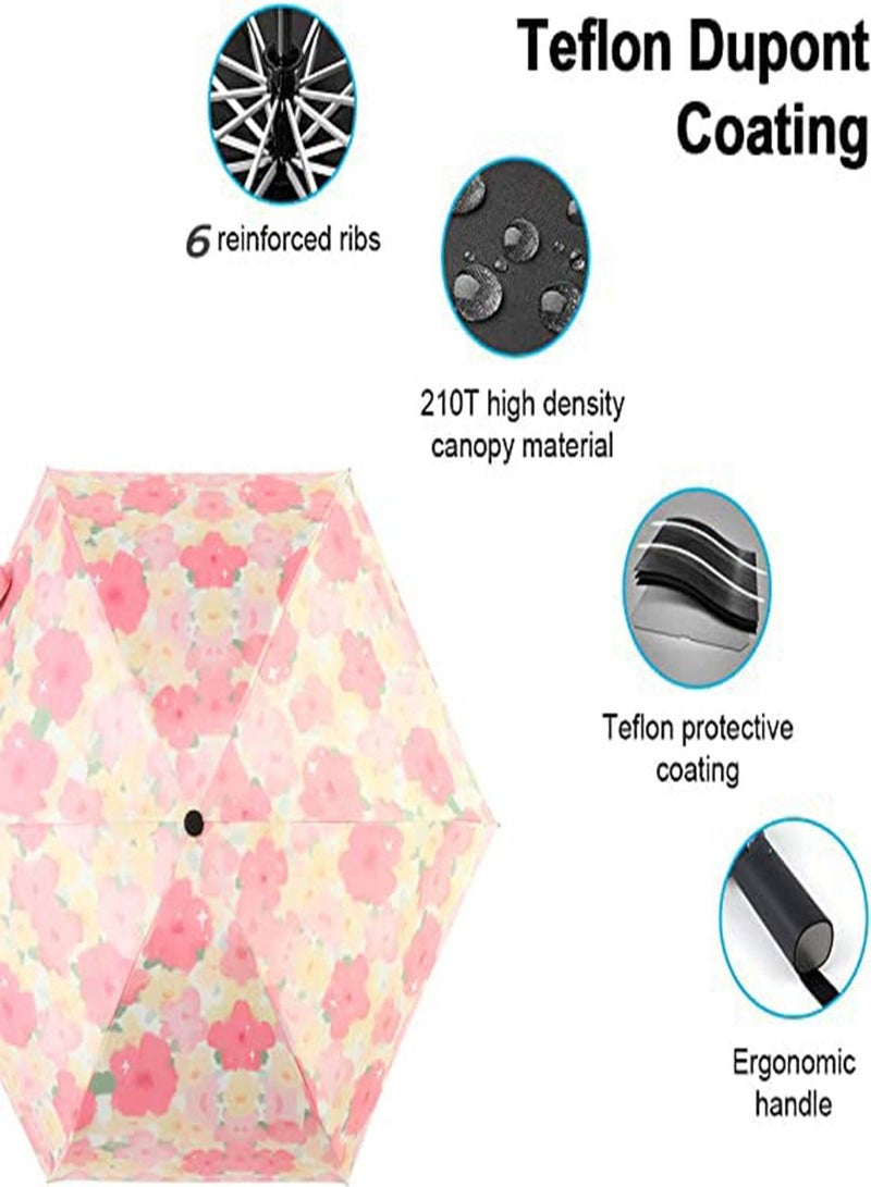 SYOSI Folding Umbrella, Manual Travel Umbrella with Bracelet Ring, UV Protection Sun 99%, Ultra-light Folding Sunshade Umbrella with Black Anti-UV Coating Women's Sun and Rain dual-use Folding umbrella  - Image 4