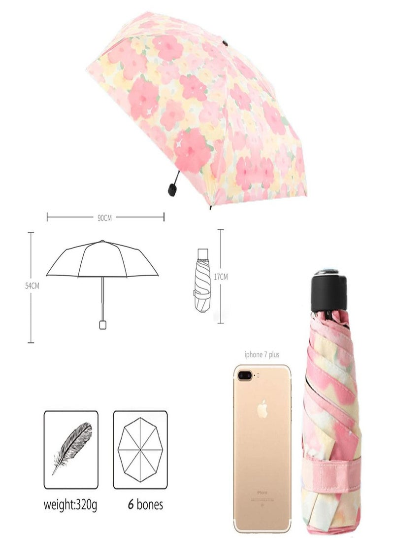 SYOSI Folding Umbrella, Manual Travel Umbrella with Bracelet Ring, UV Protection Sun 99%, Ultra-light Folding Sunshade Umbrella with Black Anti-UV Coating Women's Sun and Rain dual-use Folding umbrella  - Image 5