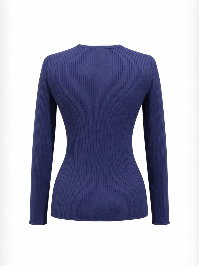 Mixray Navy Blue MIXRAY Button Detailed Crew Neck Sweater for Women | Best Price UAE