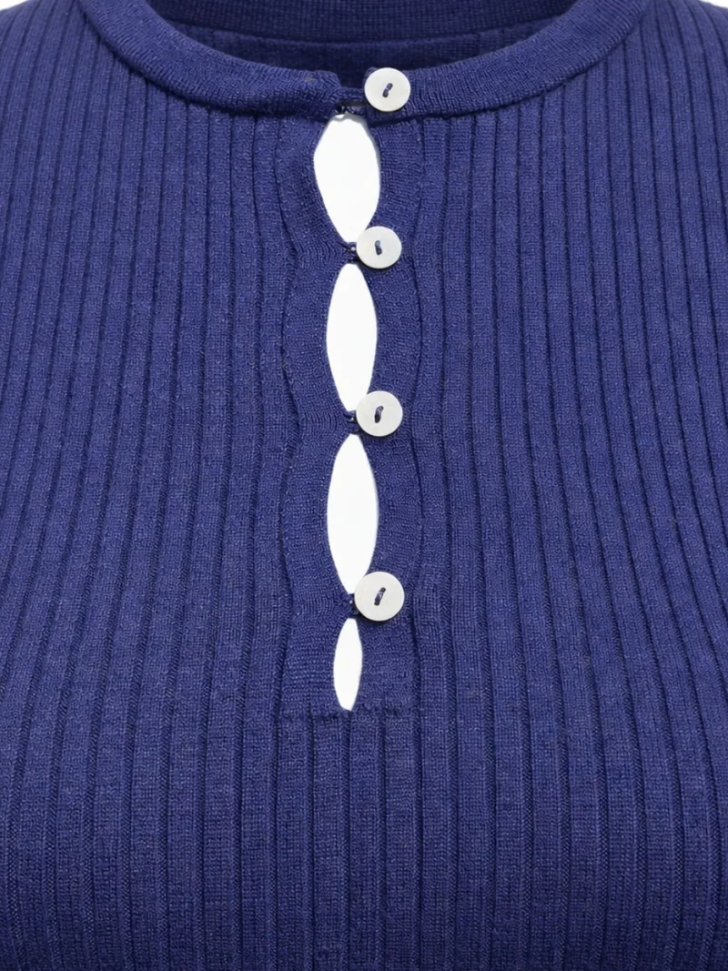 ميكسراي MIXRAY Button Detailed Crew Neck Sweater