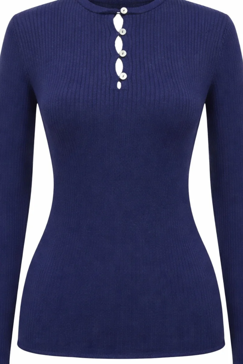 ميكسراي MIXRAY Button Detailed Crew Neck Sweater