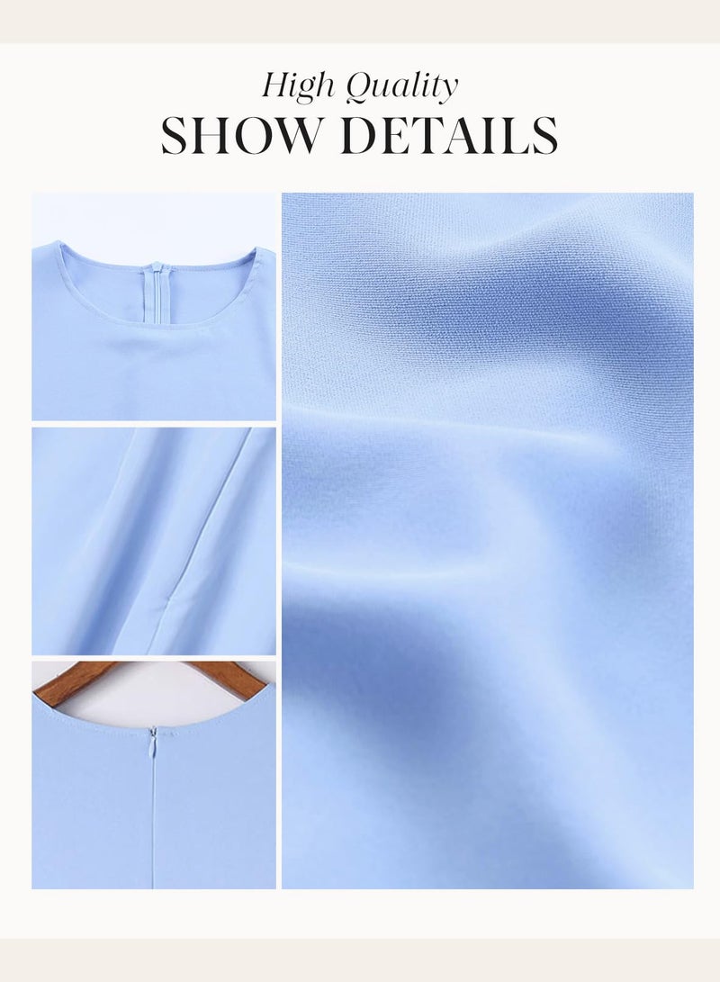 Dokotoo Womens Ladies Fashion 2025 Elegant Summer Casual Sexy Off Shoulder Halter Neck Ruffle Chiffon Sleeveless One Piece Short Romper Jumpsuits,Blue Large - Image 5