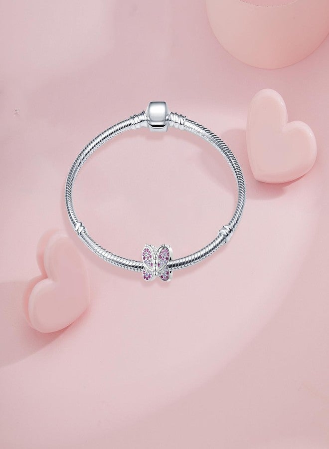 QeenseKc Sparkling Crystal Butterfly Charm Pink Pave Animal Bead for European charm bracelet - Image 2