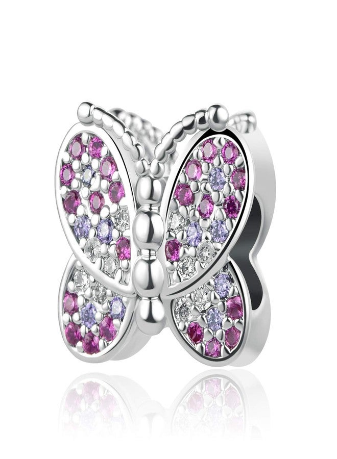 QeenseKc Sparkling Crystal Butterfly Charm Pink Pave Animal Bead for European charm bracelet - Image 1