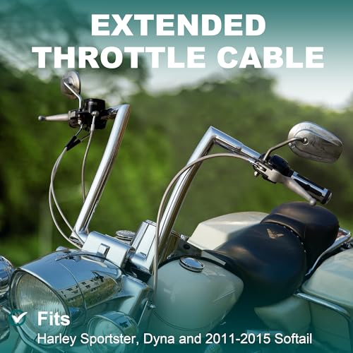 MoKitDora 3935 Throttle Idle Cable for 20072013 Harley Sportsters XL 14 Bars 19962017 Dyna 20112015 Softail FXST FXSTC FXSTD 12 Handlebar Stainless Steel Braided - Image 3